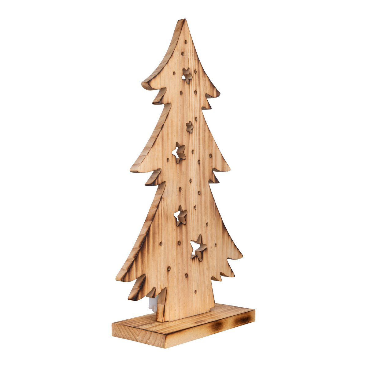 LED WOOD Decolum "Fir Tree" klein, gemaakt van natuurlijk hout met vaste LED's, kerstdecoratie voor buiten
