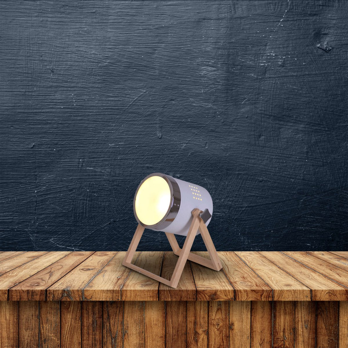 Tafellamp "Tim" gemaakt van wit metaal en verzadigd plastic, met E27 -aansluiting, tafellamp voor binnen, 28 cm hoog