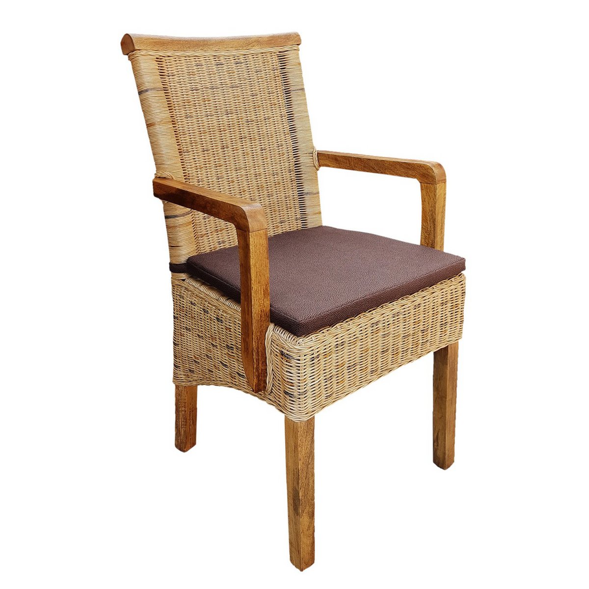 Eetkamerstoel rotan stoel met armleuningen tabacco Perth rieten stoel rotan fauteuil duurzaam