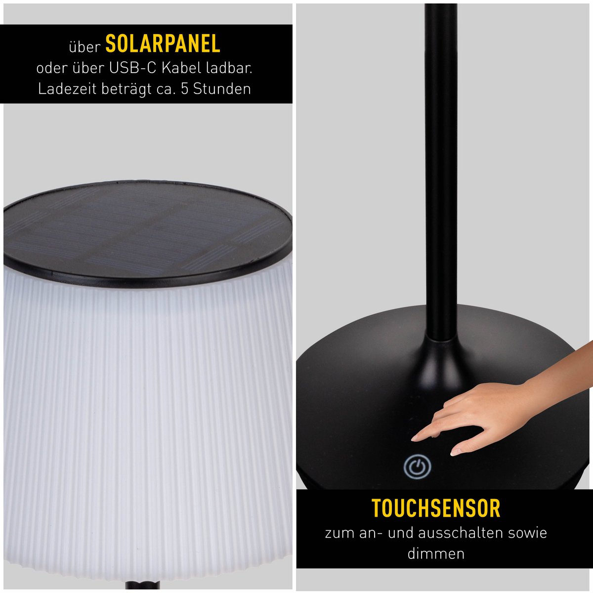 LED -licht "Emmi" voor buiten en binnen, tafellamp gemaakt van metaal en plastic, met stevig gebouwd -in LED's, LED -tafellamp voor balkon, terras, tuin, woonkamer, wintertuin, ca.