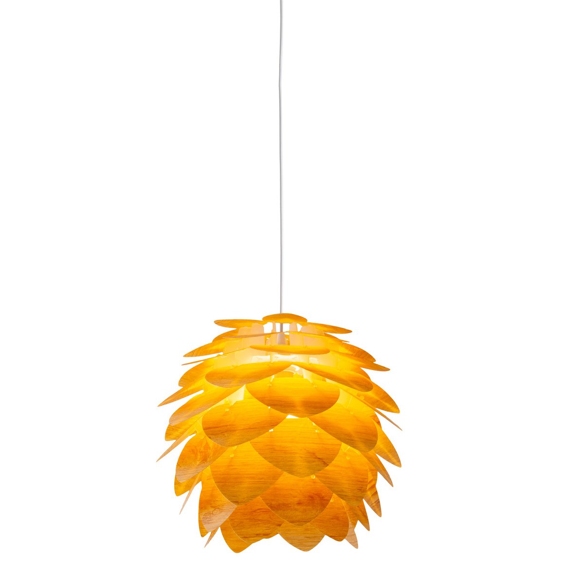 Hangende lamp "Foglia" gemaakt van natuurlijk gekleurd plastic, E27-aansluiting, verlichting voor woonkamer, eetkamer of kantoor, een diameter van 39 cm