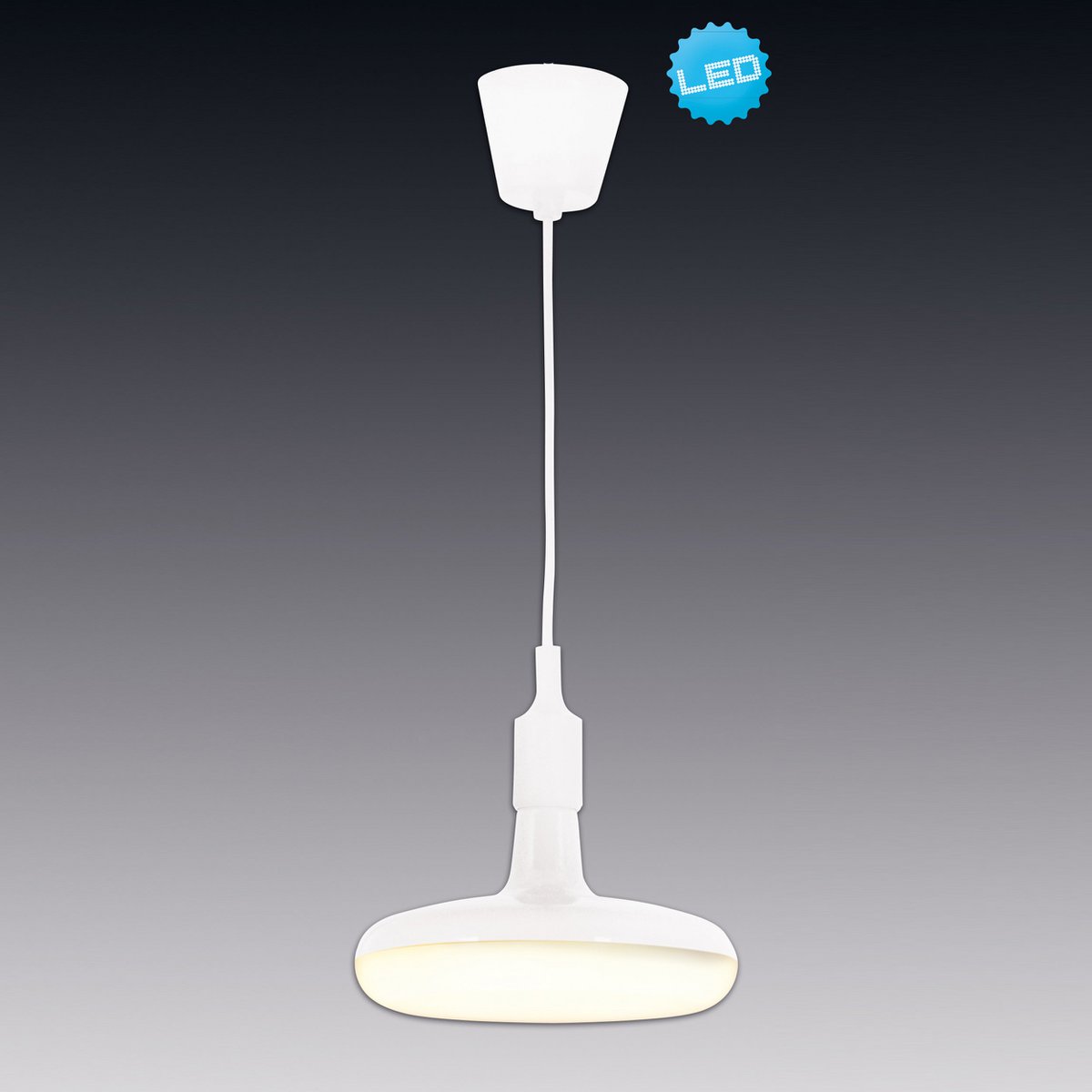 Hangende lamp "UFO" LED witte hangende lamp gemaakt van plastic met E27 -aansluiting inclusief lampen