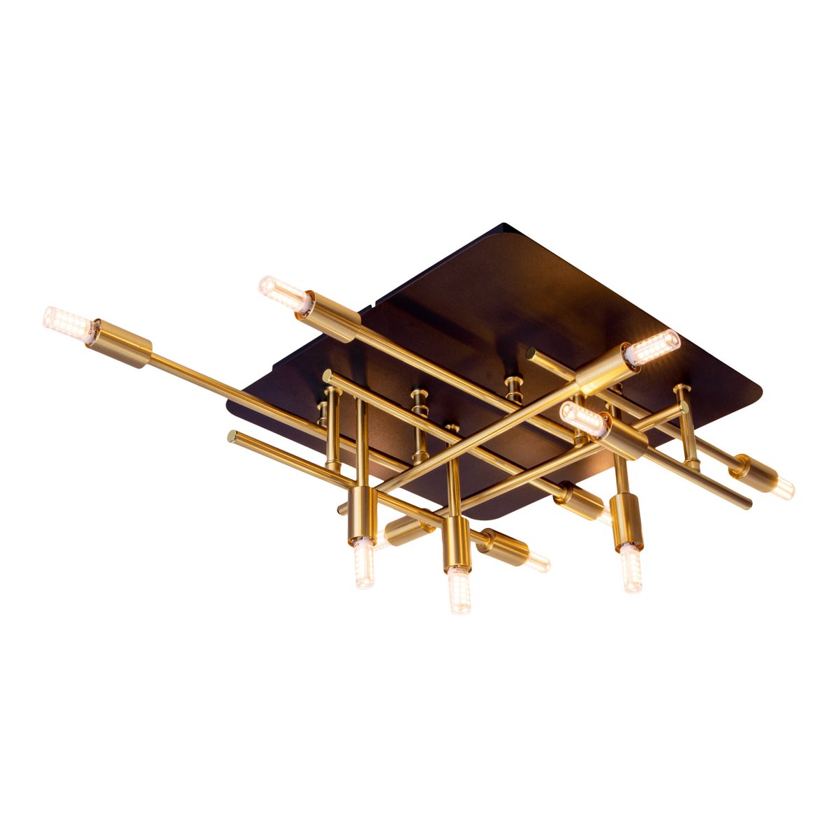 LED -plafondlamp "Ancona" met achtergrondverlichting gemaakt van metaal in zwart en messing, G9 -versies, lamp voor woonkamer, eetkamer, gang en kantoor, ca.