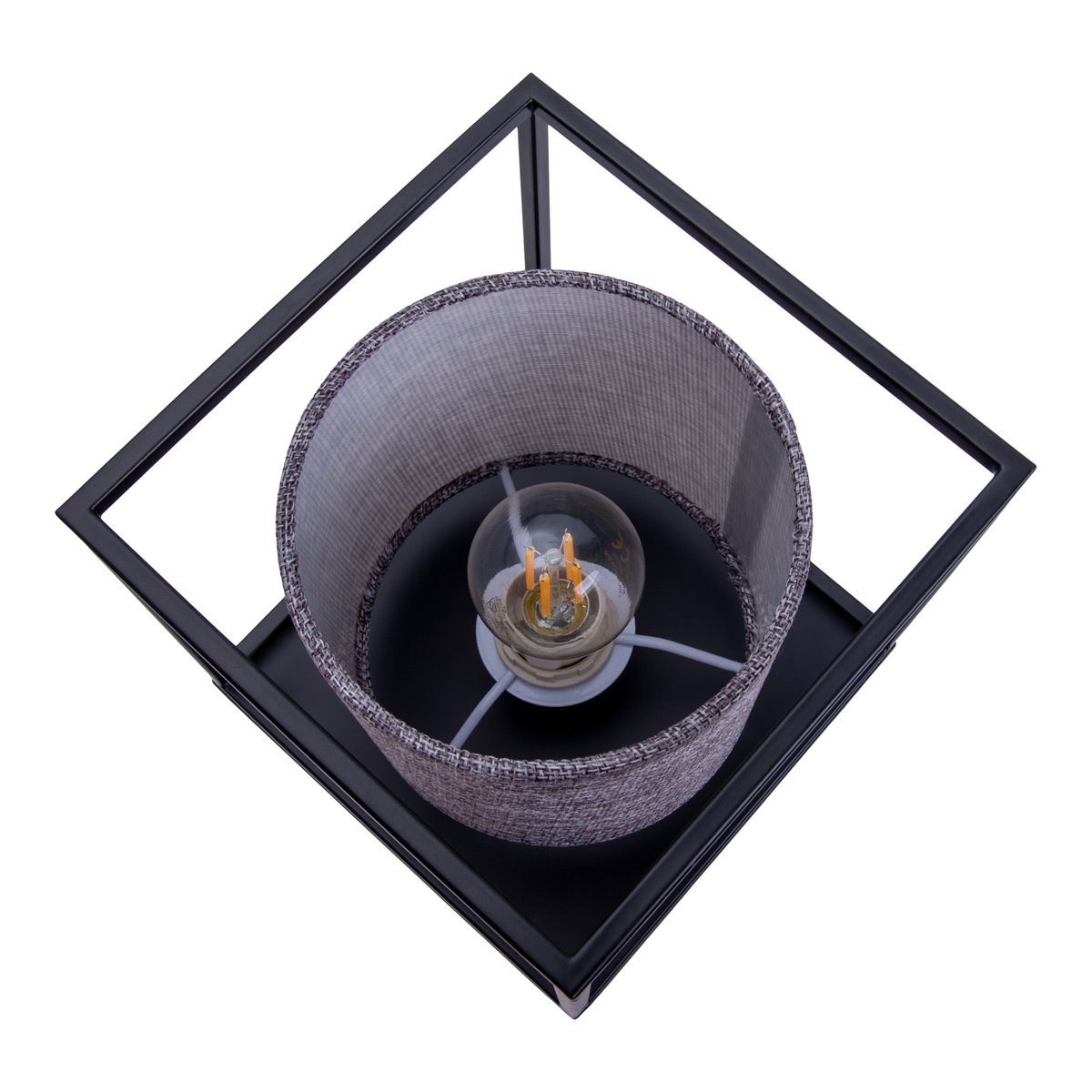 Tafellicht "Beta" grijs gemaakt van metaal met stofscherm in grijs, met E14 -aansluiting, lamp voor woonkamer, eetkamer, gang en kantoor, 15 x 15 x 17 cm