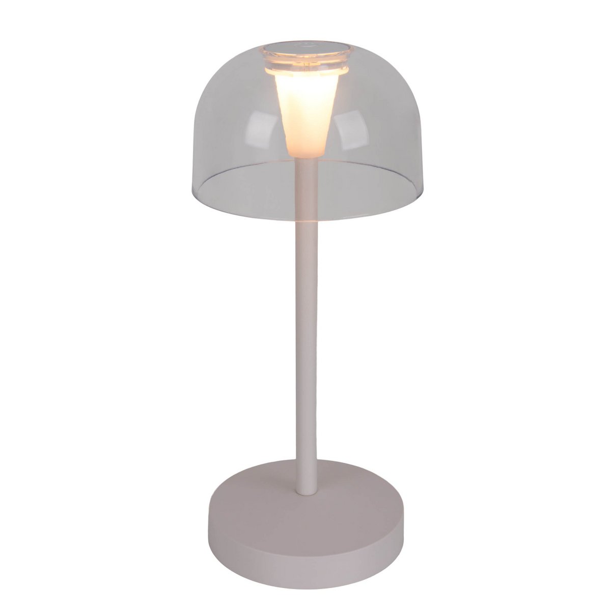 2 Set LED Battery Table Light "Gomba" voor buiten en binnen, gemaakt van metaal en plastic in wit, 18,5 cm hoog