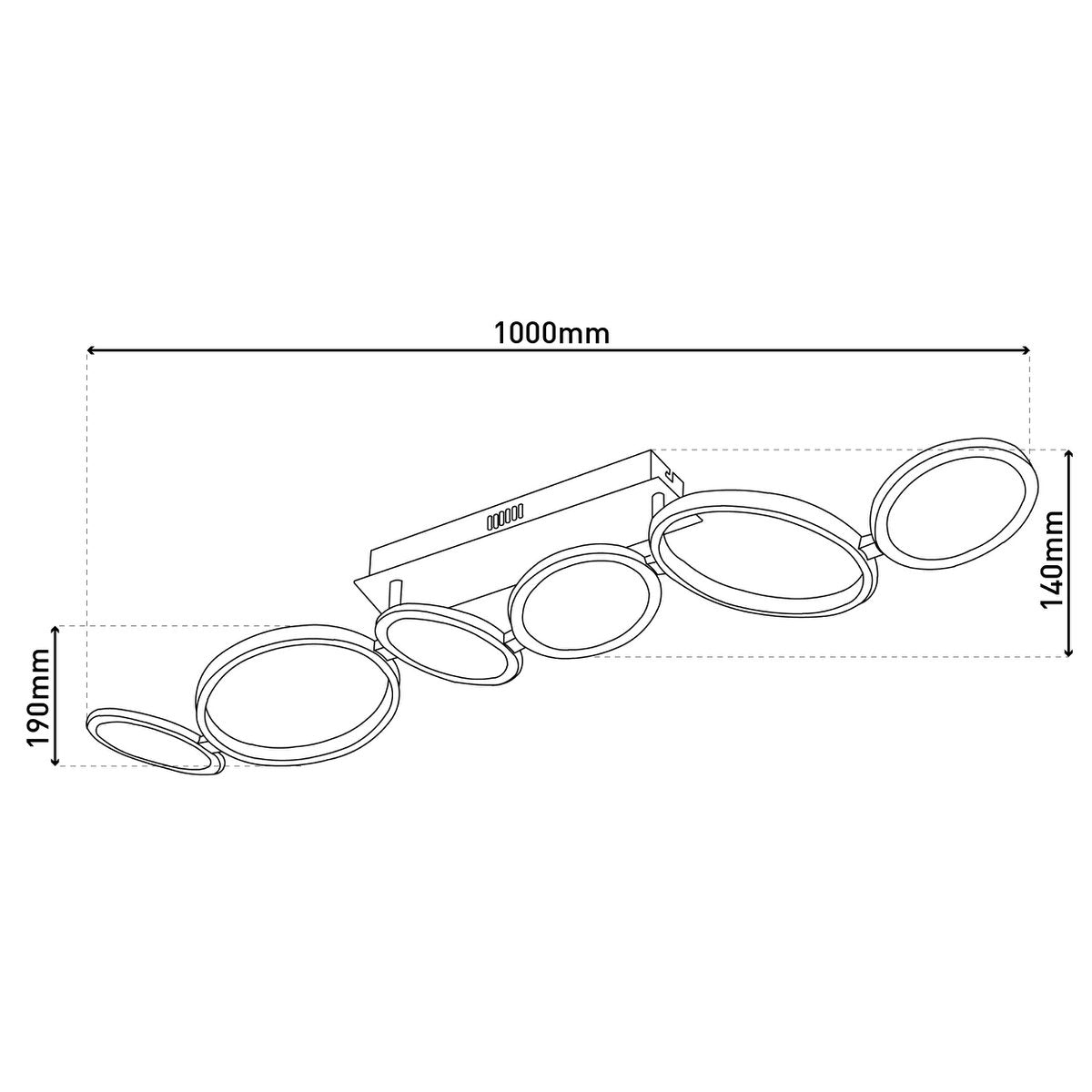 LED-plafondlamp "Stelari" lengte 100 cm gemaakt van metaal in stalen blank en wit plastic, met stevig ingebouwde LED's, plafondlamp voor woonkamers of kantoor