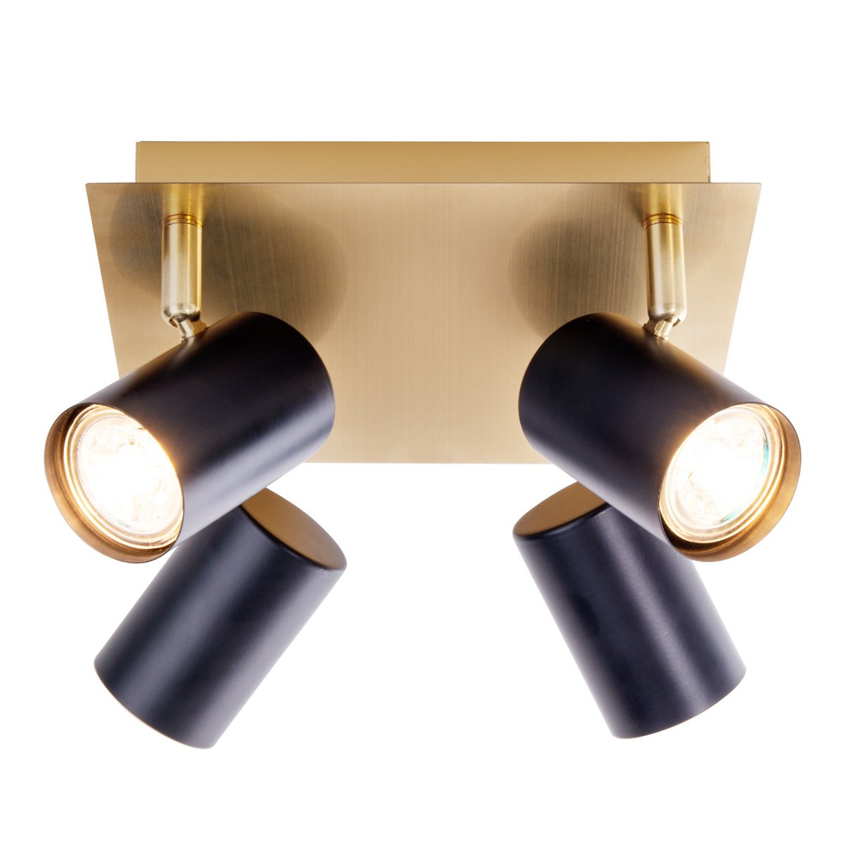 4 muur- en plafondlampen "Frida" in metalen zwart / goud, plafond schijnwerpers, GU10, plafondlamp voor eetkamer, woonkamer, gang of kantoor, 22 x 22 cm