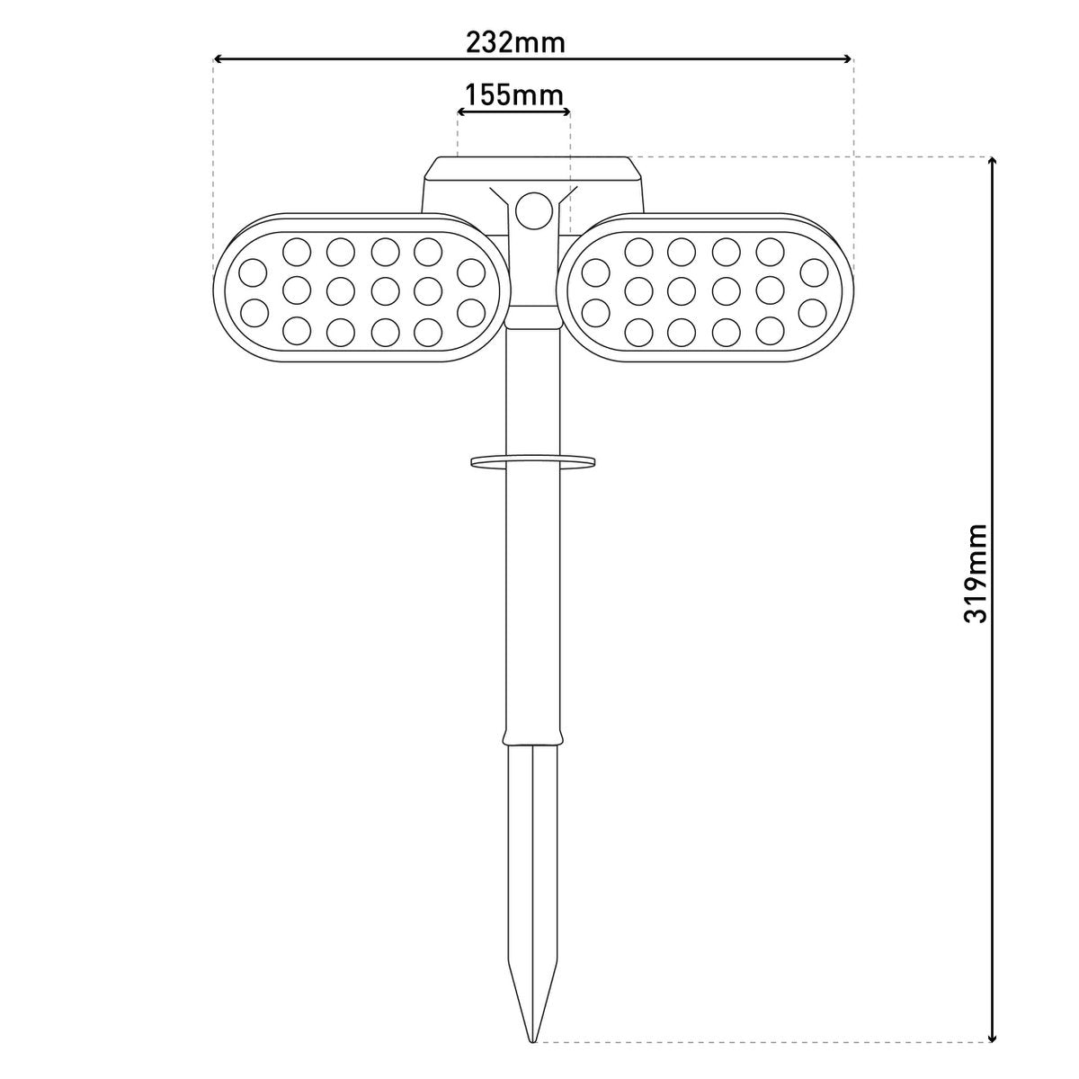 LED Solar Spotlights "Paco" voor de buitenruimte met een permanent ingebouwde LED, zonne-energie en spit gemaakt van plastic in zwart, hoogte 31,9 cm