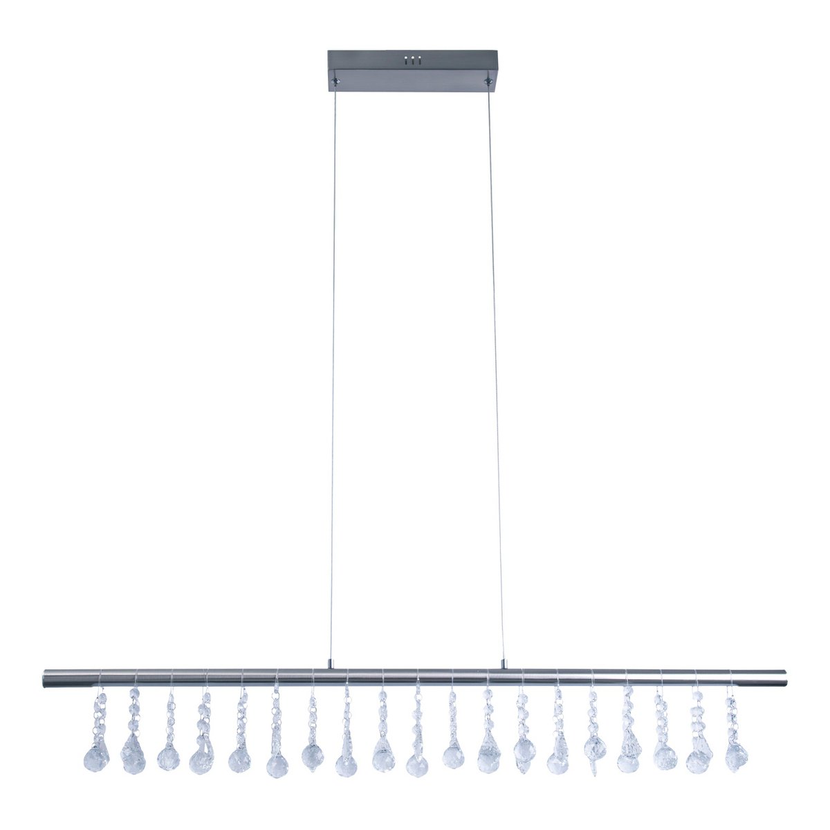 Led hanglamp "nobilis" lengte ongeveer 100 cm, gemaakt van metaal en plastic in satijnnikkel, met stevig ingebouwde LED's, verlichting voor woonkamer, eetkamer of kantoor