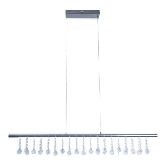 Led hanglamp "nobilis" lengte ongeveer 100 cm, gemaakt van metaal en plastic in satijnnikkel, met stevig ingebouwde LED's, verlichting voor woonkamer, eetkamer of kantoor
