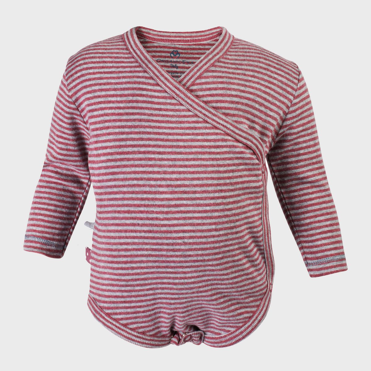 OrganicEra Organic Baby L/S Kimono body, bordeaux gestreept