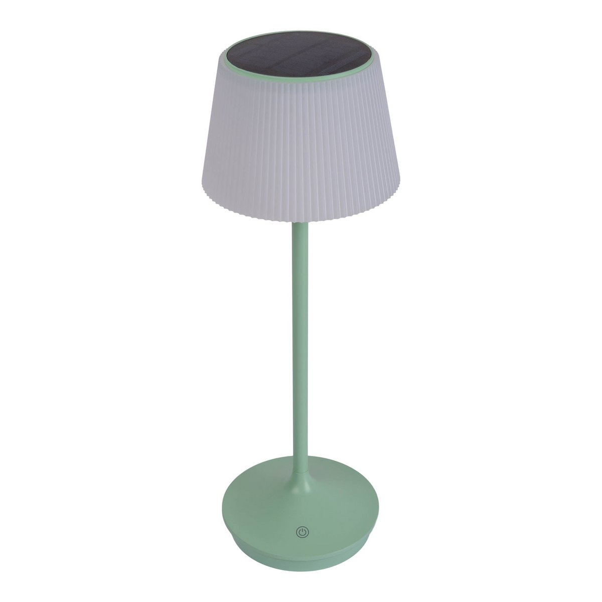 Zonne -batterijlamp "EMMI" 38 cm hoog, paraplu Ø 13 cm, metaal in mint en wit plastic, voor de buitenruimte, dimable CCT.