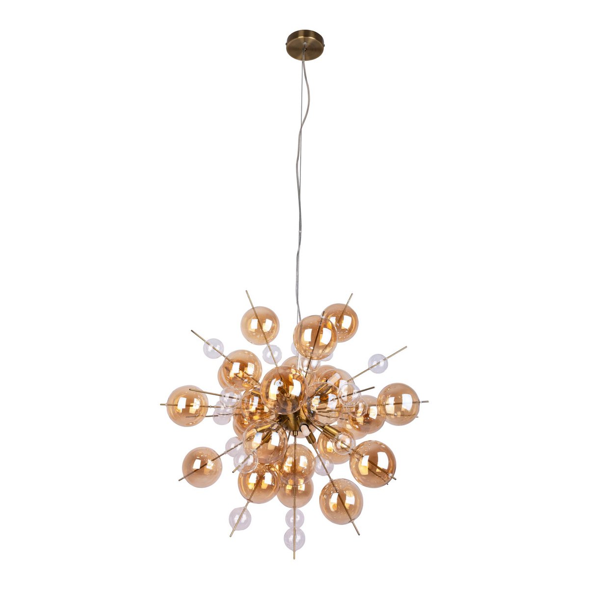 Hanger lamp "explosie" barnsteen gemaakt van metaal en glas, G9 -versies, hangende lamp voor eetkamer, woonkamer, gang of kantoor, hangende lamp ØCA. 65 cm