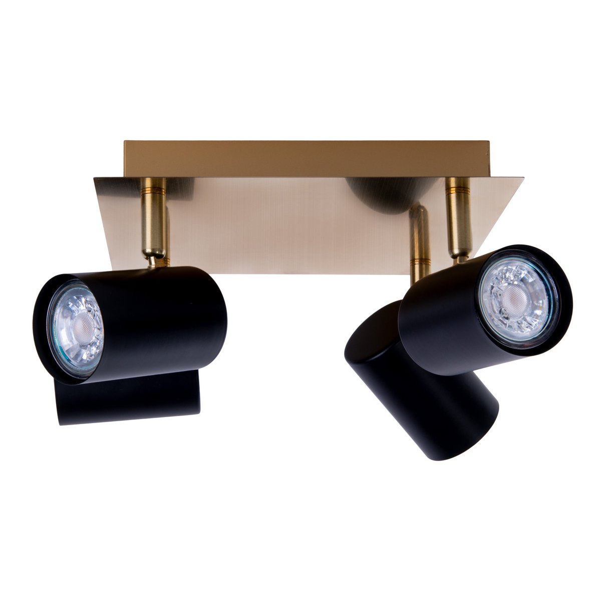 4 muur- en plafondlampen "Frida" in metalen zwart / goud, plafond schijnwerpers, GU10, plafondlamp voor eetkamer, woonkamer, gang of kantoor, 22 x 22 cm