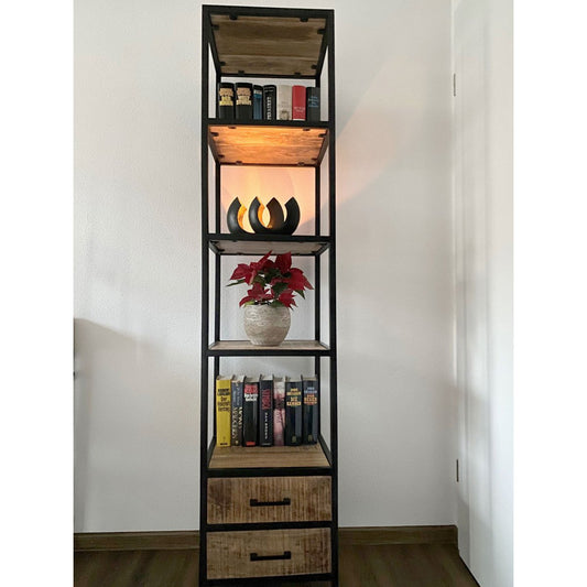 Boekenplank staande plank boekenplank 40x180x40 cm met lades Liverpool metalen frame zwart