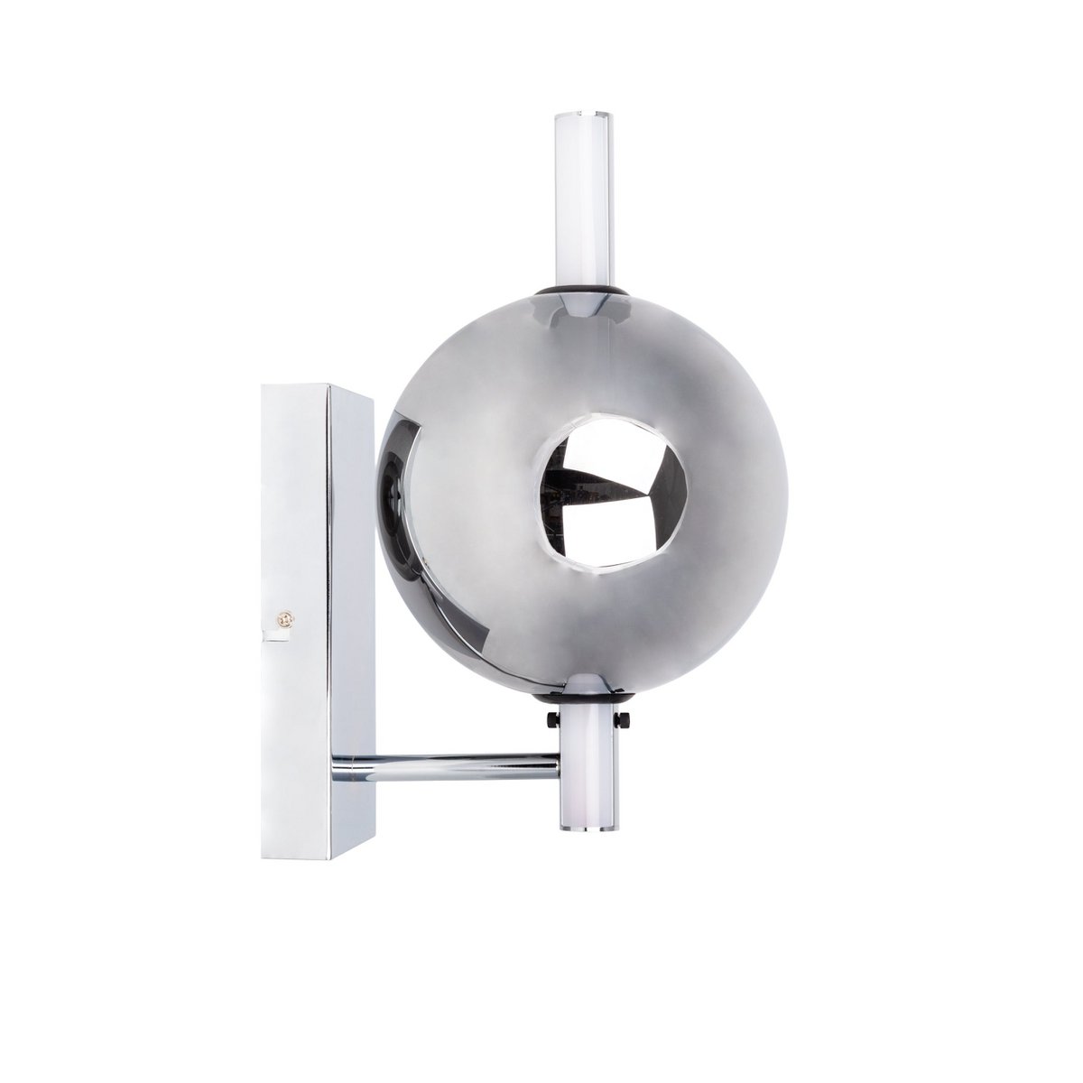 LED -wandlamp "Nova" chroom gemaakt van metaal en rookglas, met geïntegreerde LED, 31,3 cm hoog