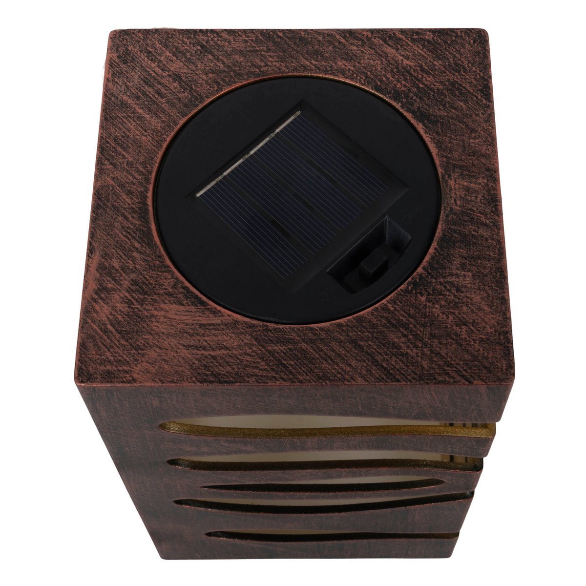 LED Decoratie Solar Light "Hilda", 12,3 x 12,3 cm, 20 cm hoog, gemaakt van hoogwaardige plastic, binnen goud, goudbruine metalen afwerking, geïntegreerde LED, warm wit