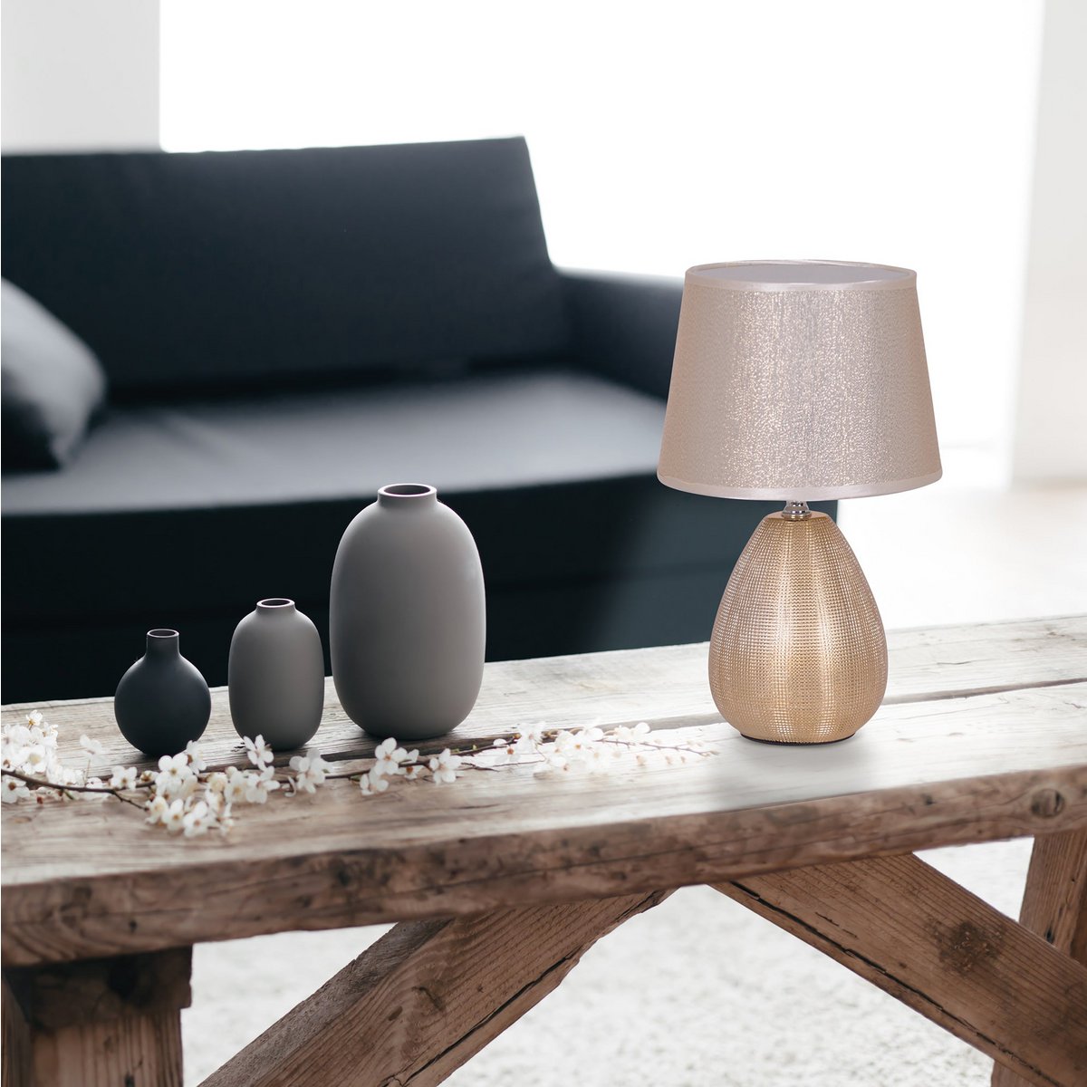 Keramische tafellamp "Simply Ceramics", tafellamp gemaakt van keramiek, goud, met E14 -versie, voor eetkamer, woonkamer, gang of kantoor, 31 cm hoog