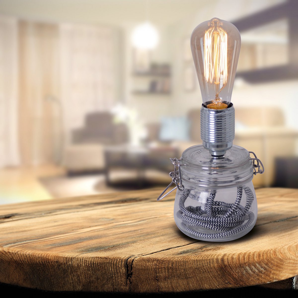 Glazen tafellamp Max. 11 cm hoog gemaakt van metaal en glas, E27 -aansluiting, tafellamp voor eetkamer, keuken, kinderkamer, gang