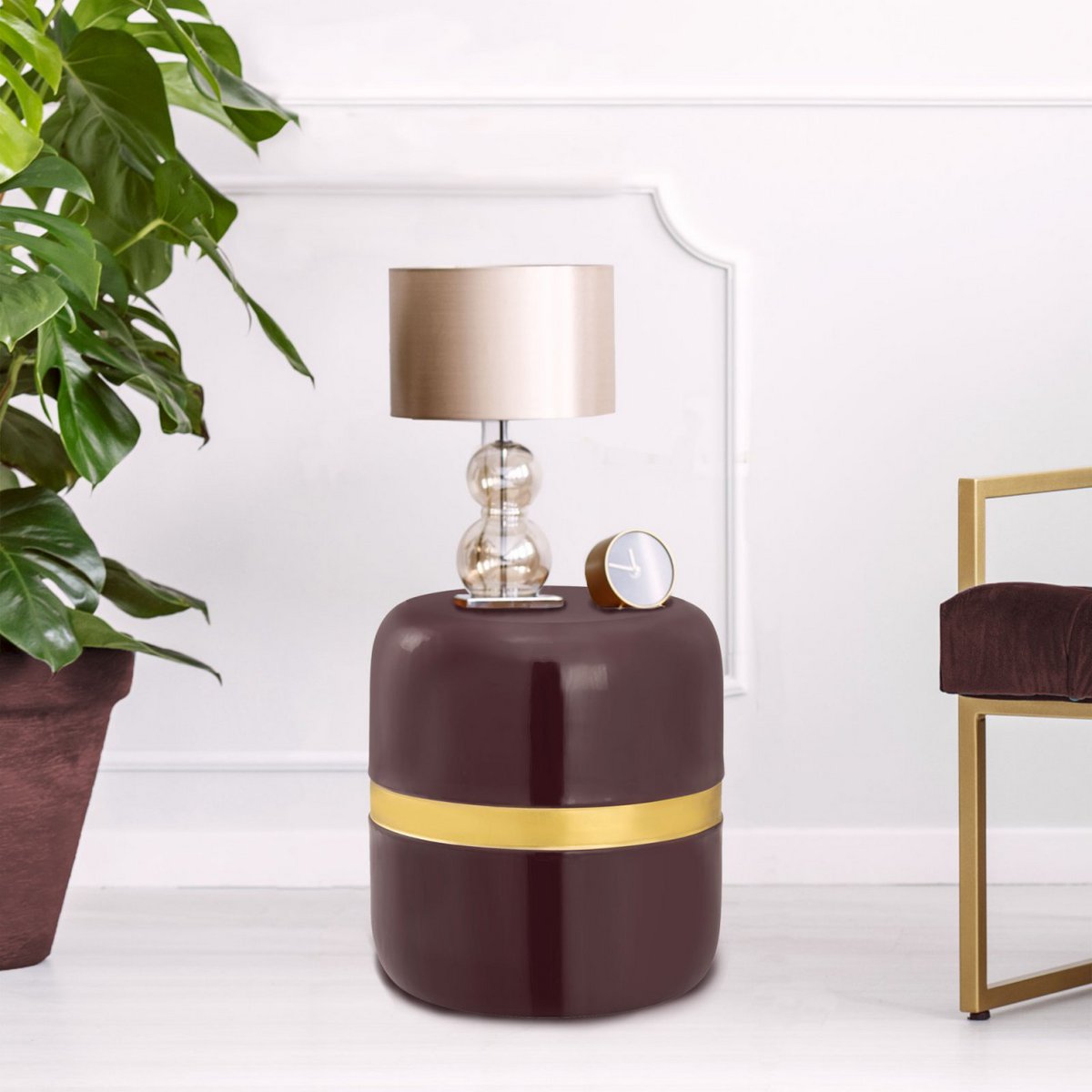 Decotisch tafeltafel rond Ø 34 uur 36 cm lamptafel soft beverley tafel metaal en glazuur