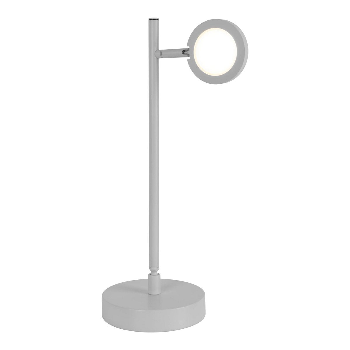 LED draadloze tafellicht "Lupa", 45 cm hoog, gemaakt van gelakte aluminium (wit) en wit plastic, LED geïntegreerde, dimbare, aanraaksensor.