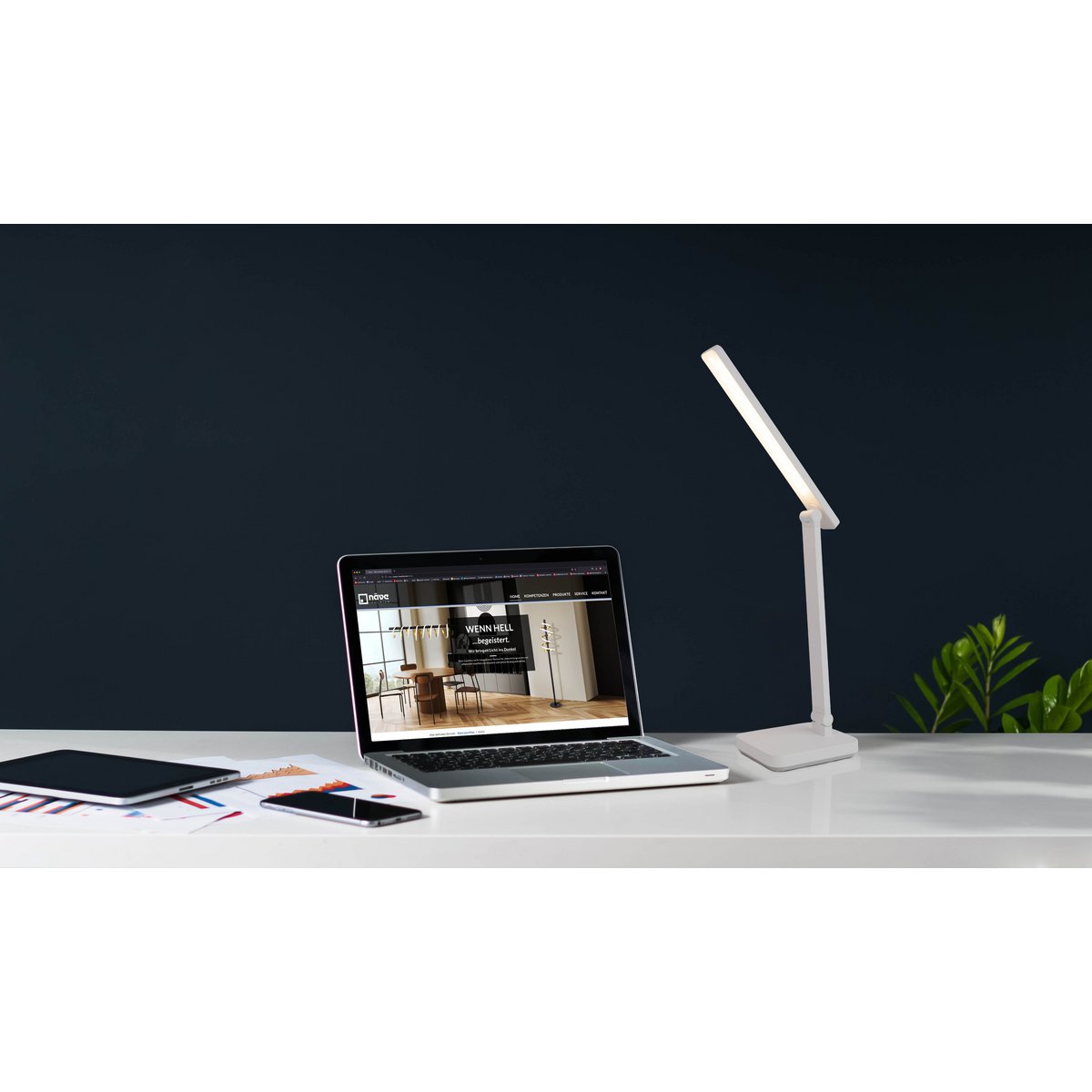 LED -tafellamp "Mover" Wit, metaal en plastic, 38 cm hoog, dimable, CCT -kleurwisselaar