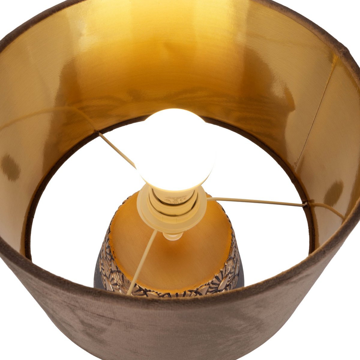 Keramische tafellamp "Bronco", tafellamp, keramiek, beige/grijs, met E14 -aansluiting, voor eetkamer, woonkamer, gang of kantoor, 39 cm hoog