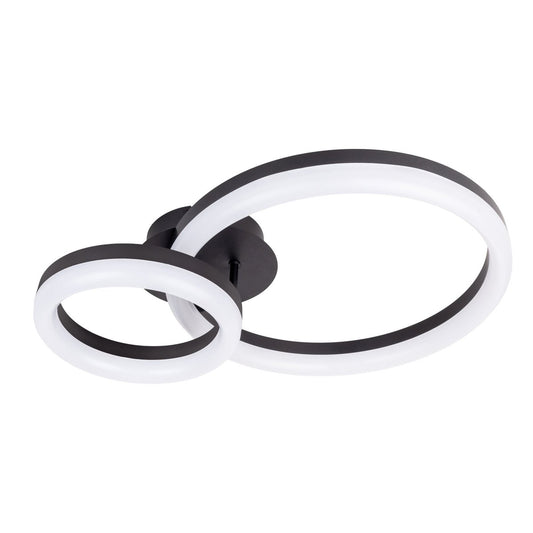 LED CCT-plafondlicht "Circulo" gemaakt van zwart metaal en zandkleurig plastic 53 cm lang