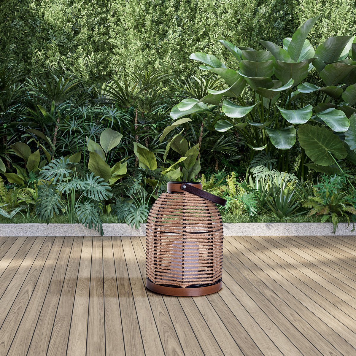 LED ZONNELIJKE LICHT "KORBINIAN" VOOR GARDEN EN TERRACE, decoratieve lamp gemaakt van metaal met jutespanning in de natuur, stevig gebouwd -in LED's, zonnelamp voor buiten 29 x 21 cm