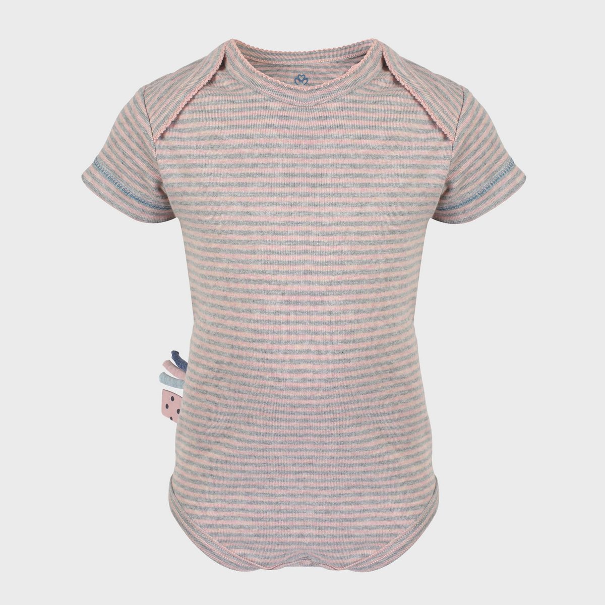 OrganicEra biologische baby-s/s-rompertje, roze gestreept