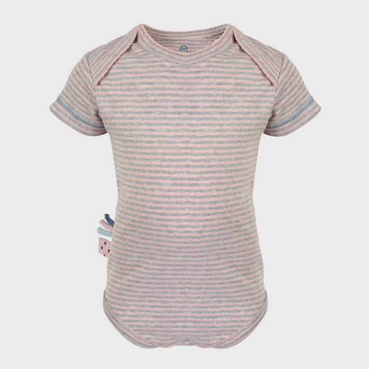 OrganicEra biologische baby-s/s-rompertje, roze gestreept