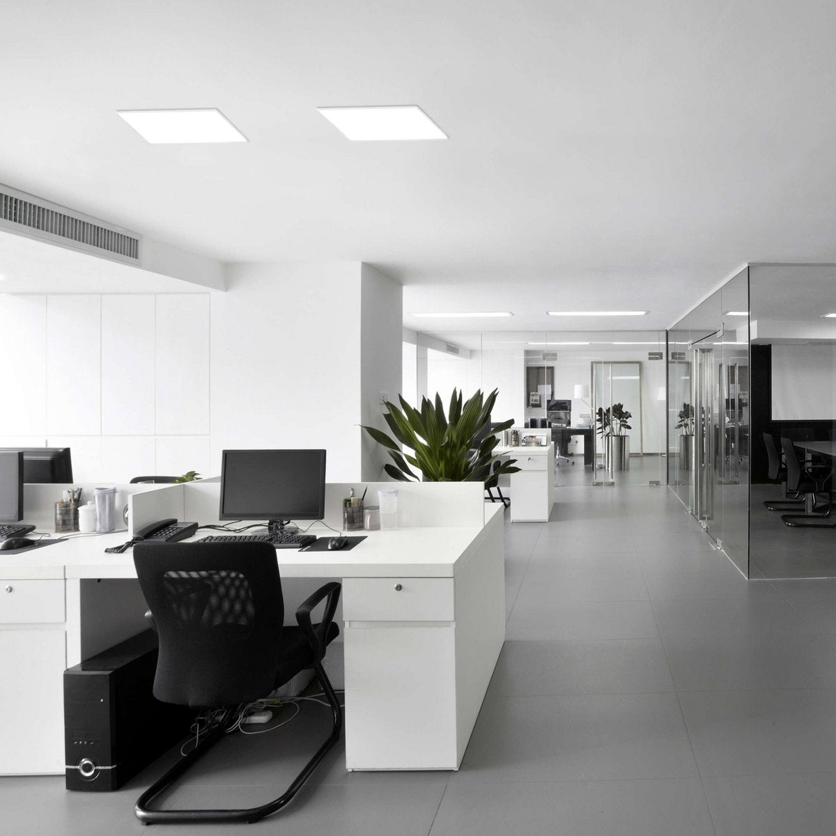 LED -paneel plafondlamp "Carente" zijlengte 45 cm, frameless, vele functies, gemaakt van metaal en plastic, witte, geïntegreerde LED's