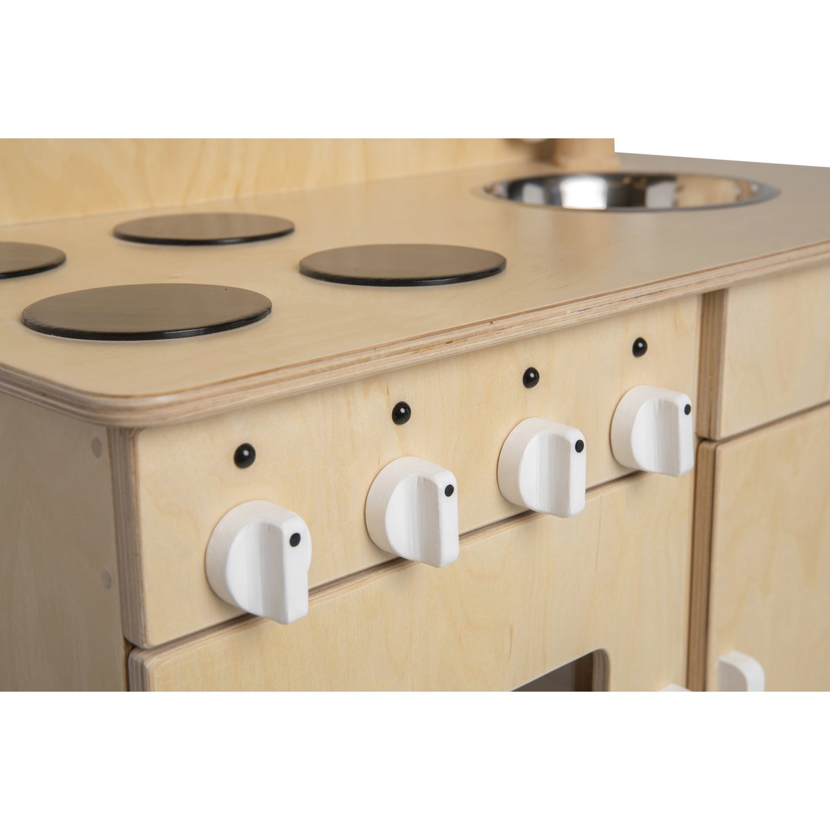 Van Dijk Toys houten speelgoed keuken / keukentje Peuters - Naturel met wit (Kinderopvang kwaliteit)