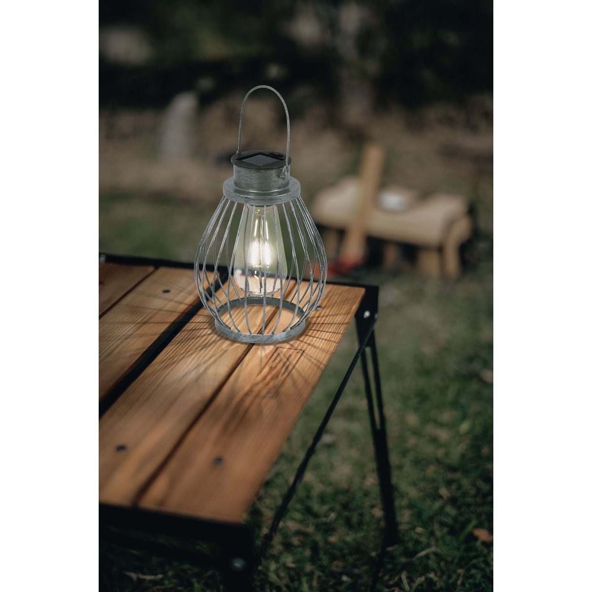 LED Decoratief zonnelampje 21,5 cm hoog, voor buiten, gemaakt van metaal, glas en plastic, zilver, met stevig ingebouwd