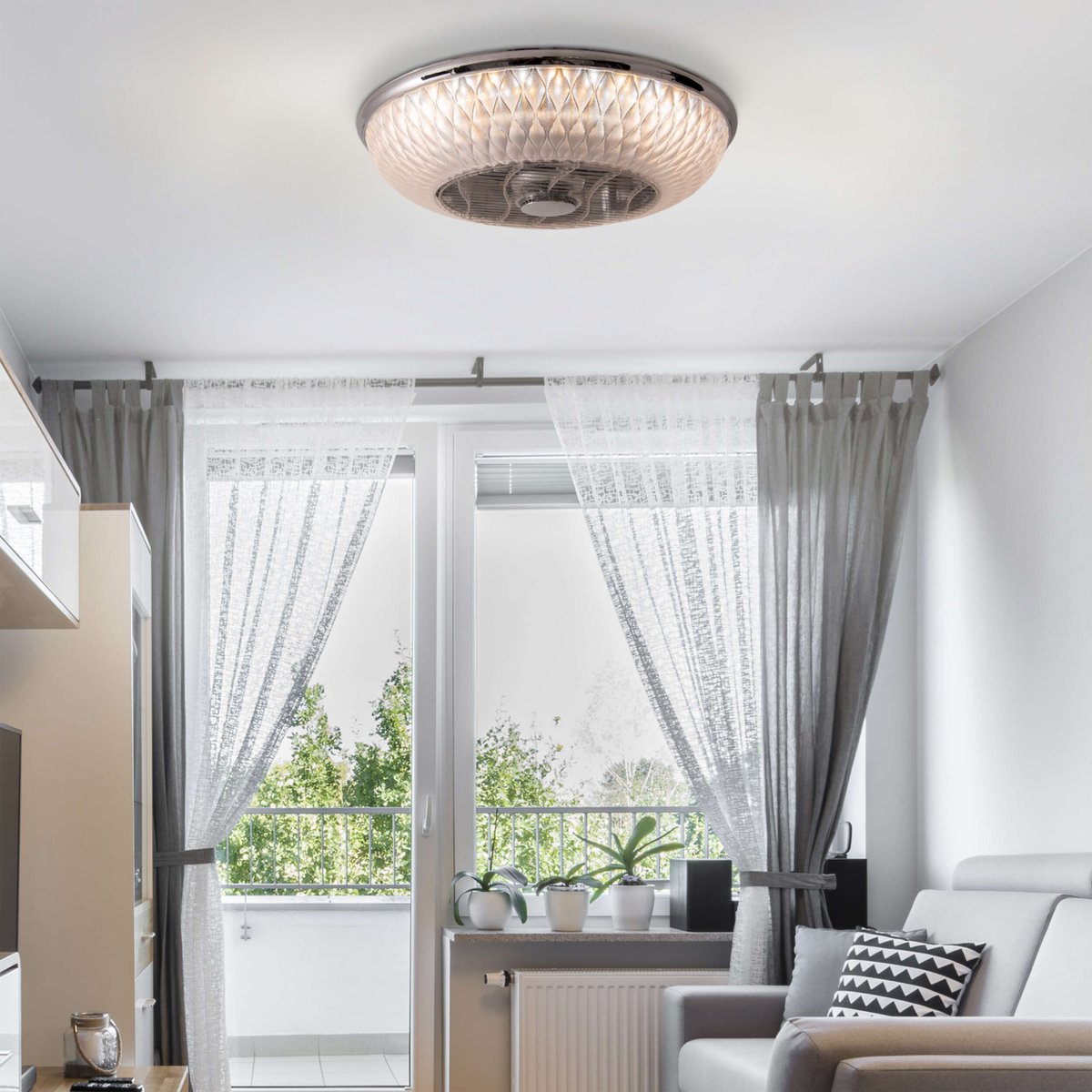 LED -plafondlicht "Viento" met ventilator, gemaakt van metaal en plastic, met geïntegreerde LED's, verlichting voor woonkamers of kantoor