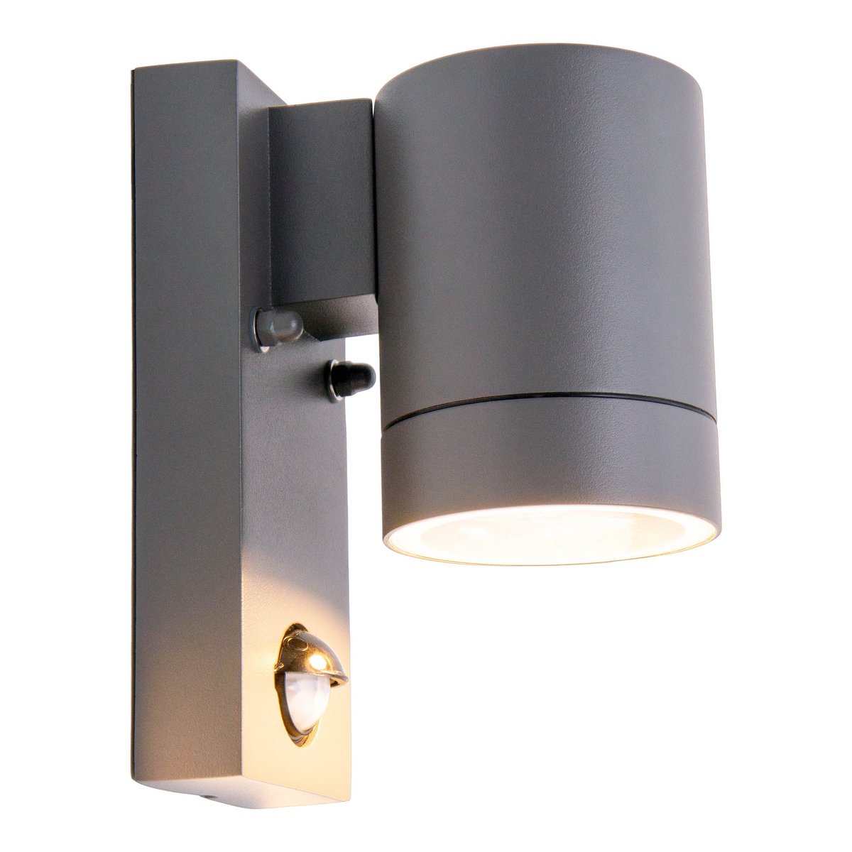 Buiten Wall Lamp "Romb" met bewegingsdetector, antraciet -gekleurd aluminium, timer, veranderbare lamp, 7 x 12,5 x 16,4 cm