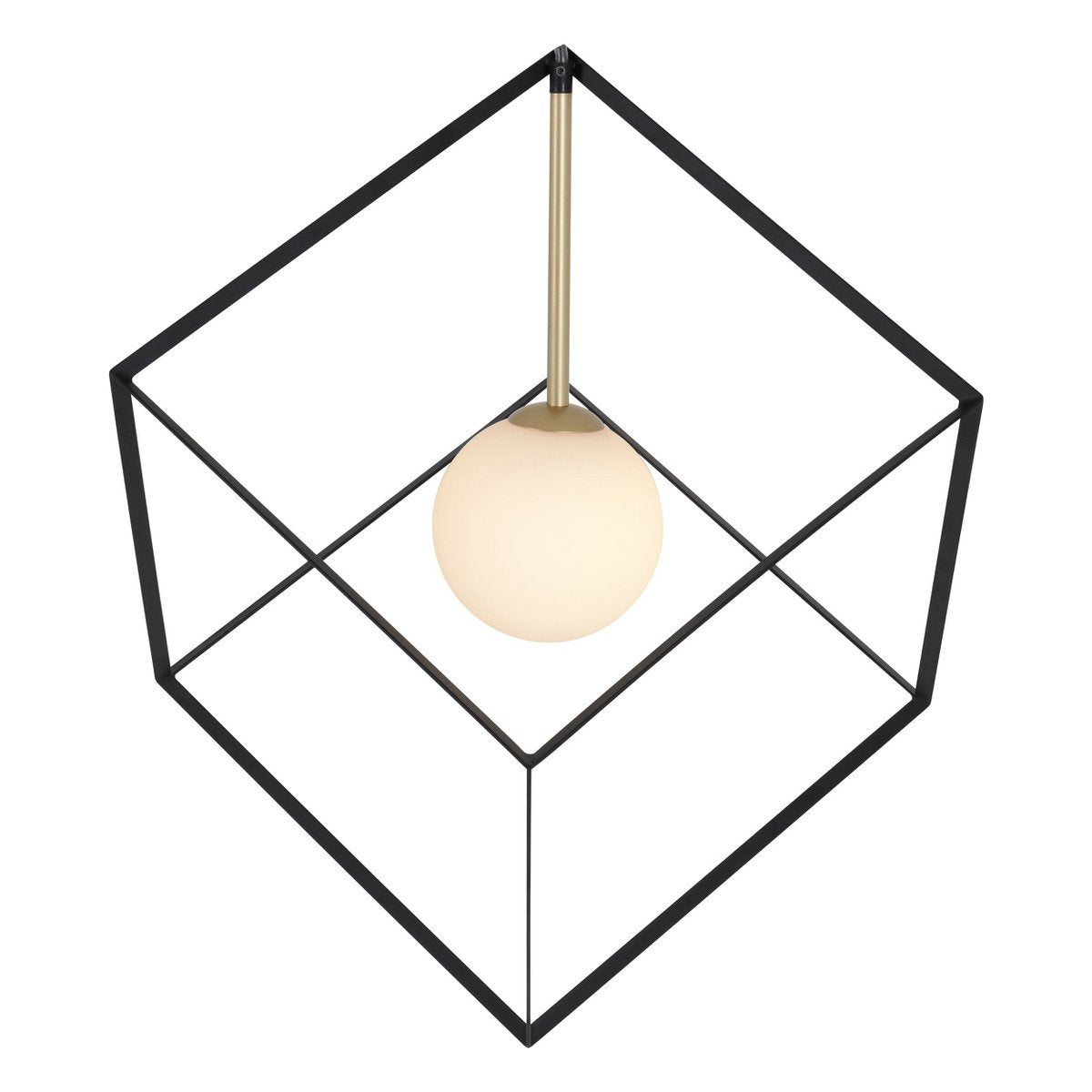 Hanger lamp "cadre", hanglamp retro gemaakt van metaal en glas in zwart en wit met een G9 -aansluiting, 30 cm zijlengte, voor woonkamer en kantoor.