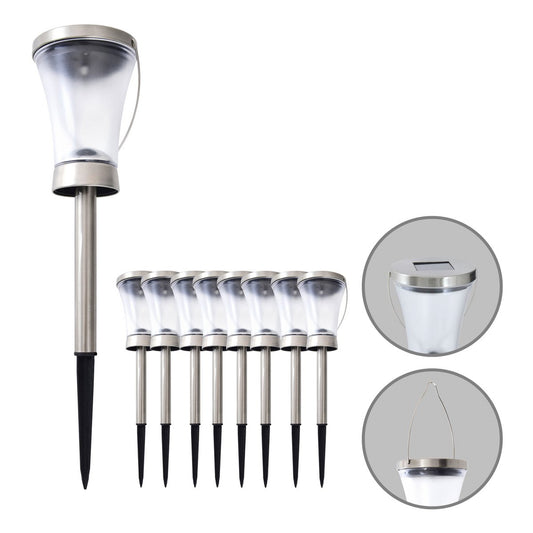 8 Set LED-decoratie Solar Light, voor buiten, gemaakt van metaal en plastic in stalen blanke, geïntegreerde LED