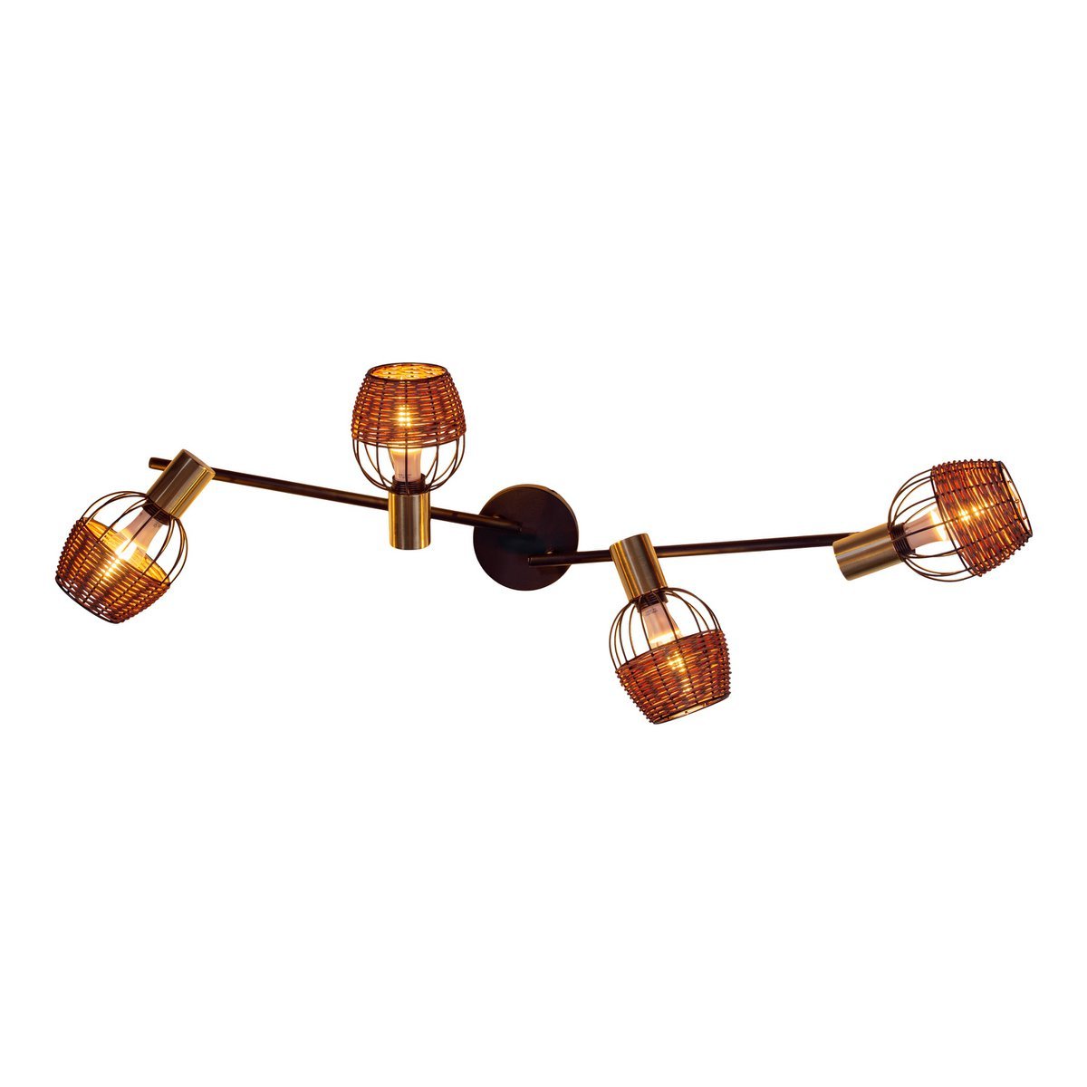 4 plafondlamp "Corbis", metalen plek in zwart en goud, met E14 -aansluiting, voor eetkamer, woonkamer, gang of kantoor, plafondlamp, 78 cm lang
