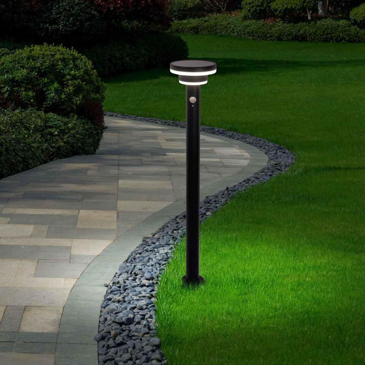 Led Solar Standing Lamp "Nora" met Earth Skeer, voor buiten, metaal en plastic aarde spies in het zwart, met geïntegreerde LED