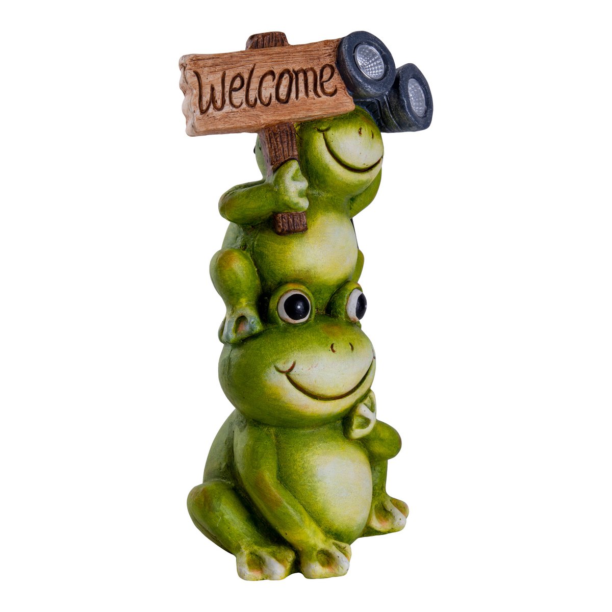 LED ZONNELIJKE LICHT "Kikker" voor terras en tuin, gemaakt van groen plastic met stevig ingebouwde LED's, decoratielamp voor buiten ca. 45 cm hoog