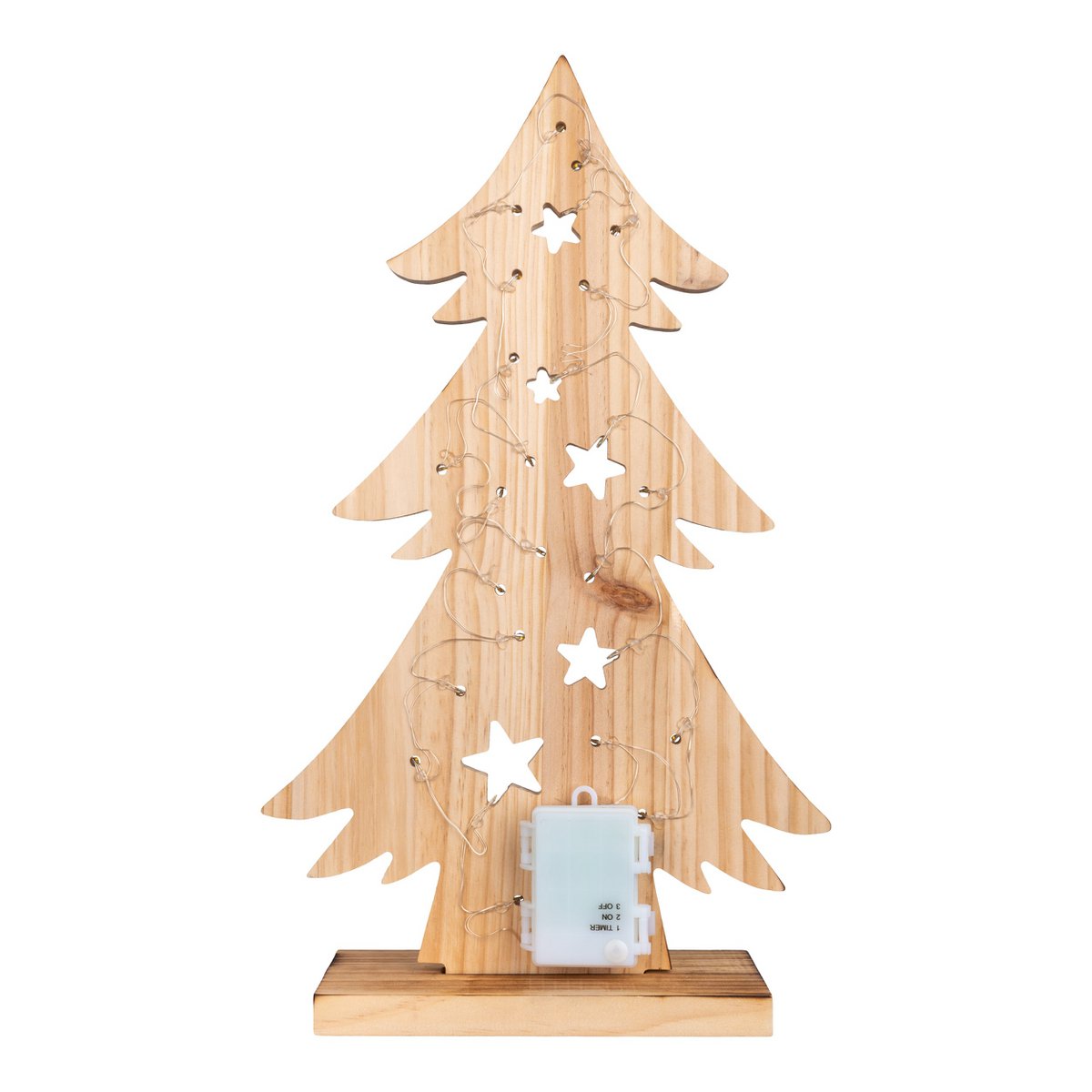 LED WOOD Decolum "Fir Tree" klein, gemaakt van natuurlijk hout met vaste LED's, kerstdecoratie voor buiten