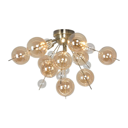 Plafondlamp "explosie" Amber gemaakt van metaal en glas, G9 -versies, plafondlamp voor eetkamer, woonkamer, gang of kantoor, Ø57 cm