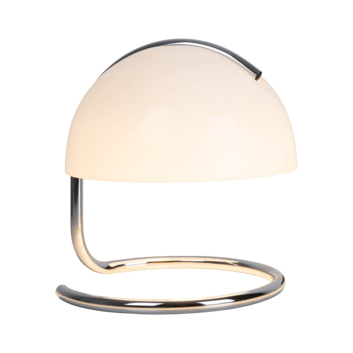 Tafellamp "Burano" wit, ca. 25 cm hoog, Ø 23,5 cm, gemaakt van chroom -gekleurd metaal en zwart glas, E27.