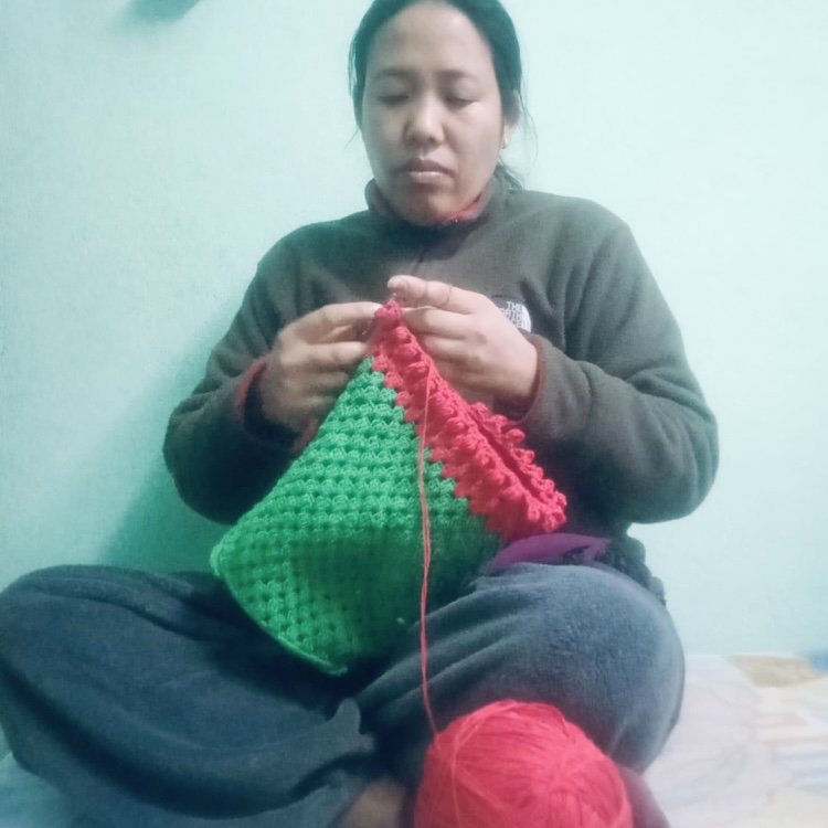 Luna -Leena Lampion Crochet - Groen - Organisch katoen - Handhaak in Nepal