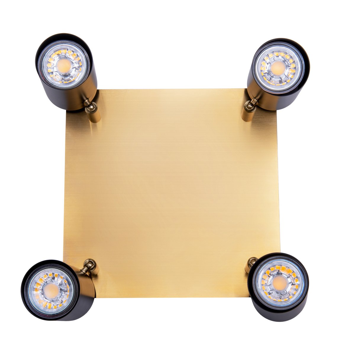 4 muur- en plafondlampen "Frida" in metalen zwart / goud, plafond schijnwerpers, GU10, plafondlamp voor eetkamer, woonkamer, gang of kantoor, 22 x 22 cm
