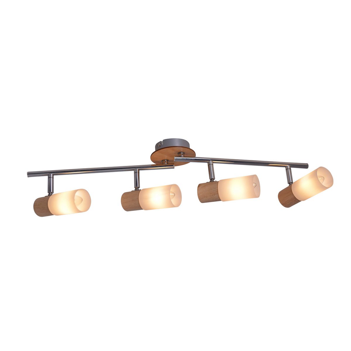 4 Wandplafondspot "Todtnau", metaal, hout en plastic, 60 cm lang