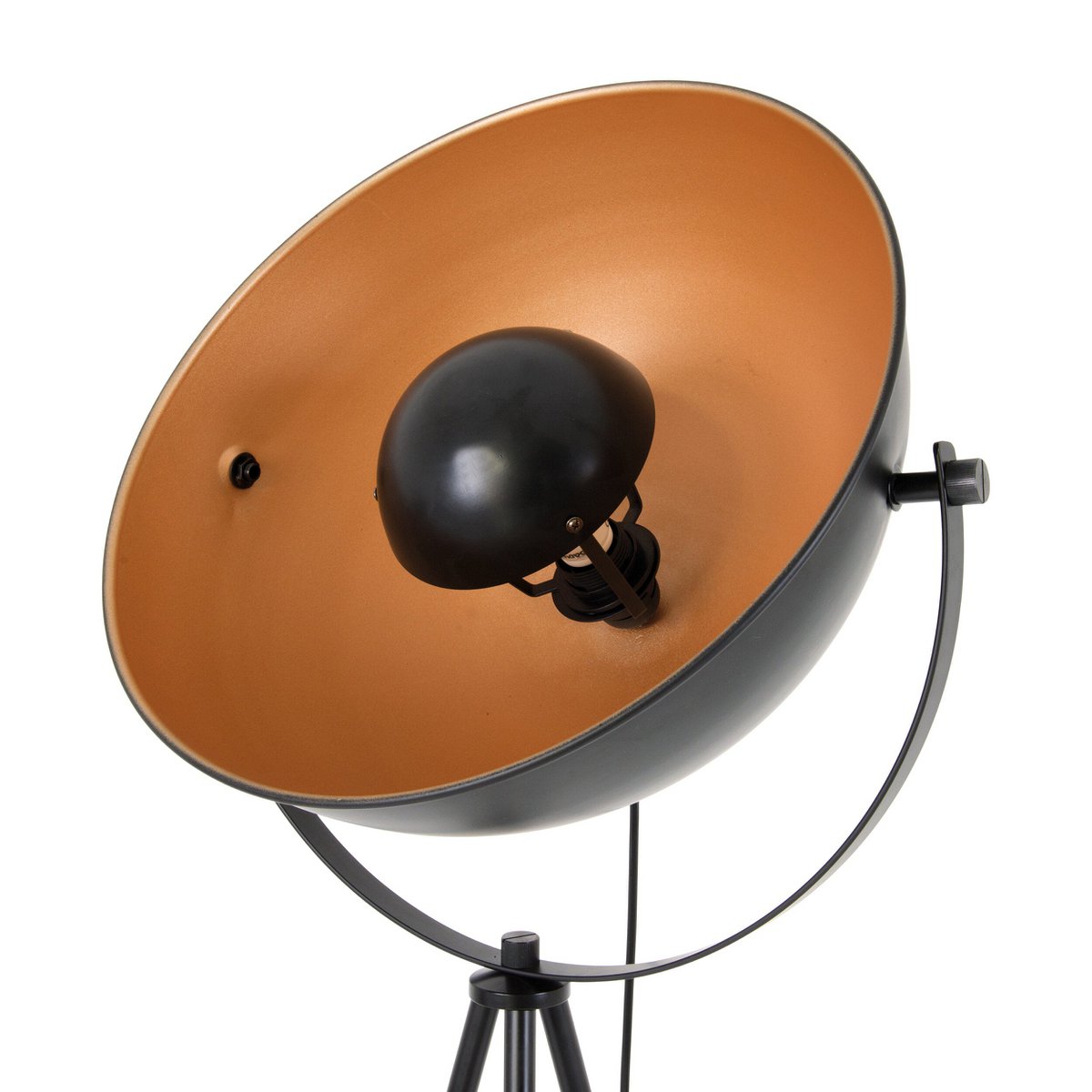 Staande lamp driekbende "Bernice", vloerlamp gemaakt van zwart en goud met E27-aansluiting, verlichting voor woonkamer, eetkamer of kantoor