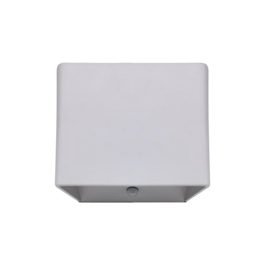 Noteloze wandlicht "kubus" magnetisch, ca. 10 x 10 cm, gemaakt van wit metaal, met bewegingssensor