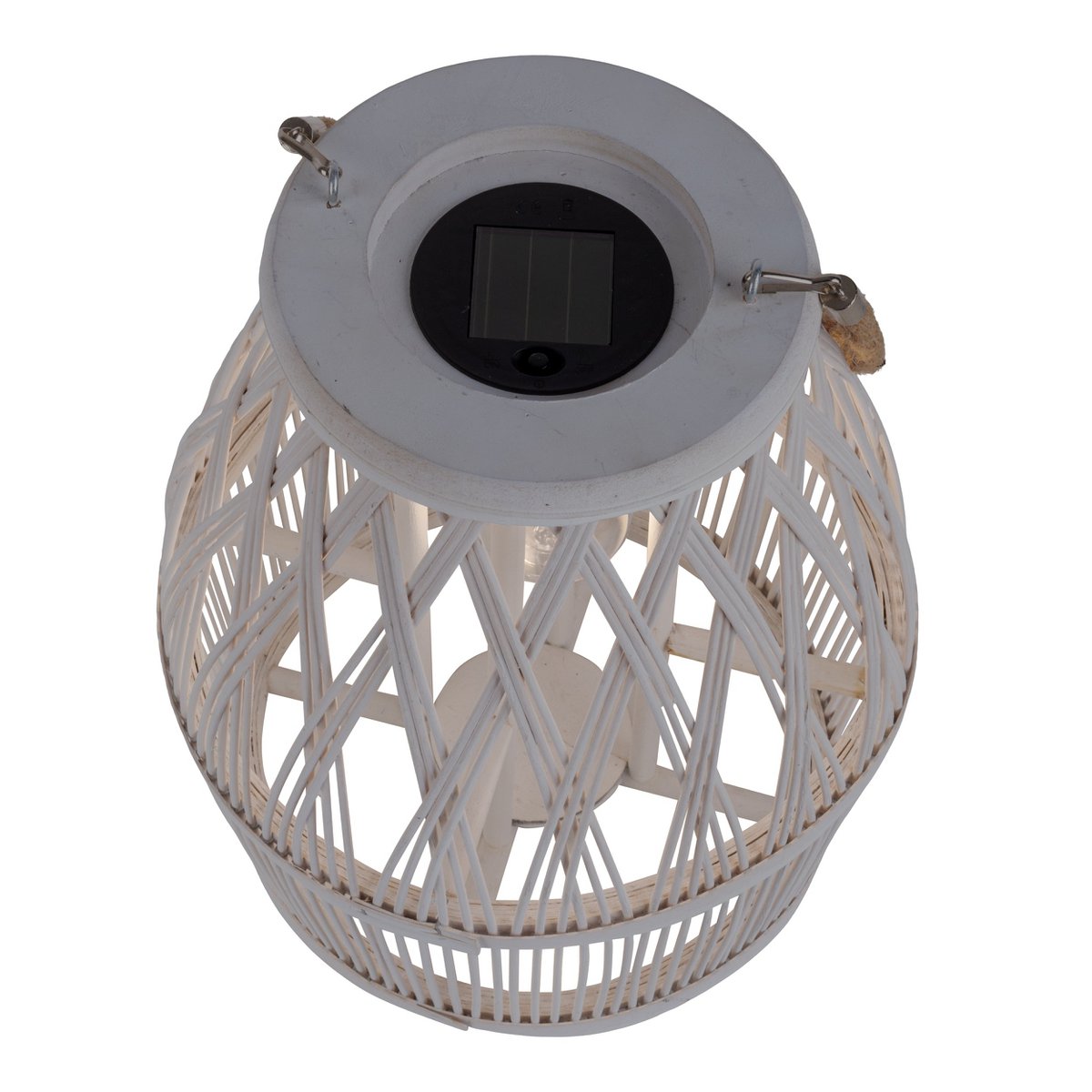 Led Solar Decolor "Korbinian" voor de tuin en het terras gemaakt van hout en rattan in de natuur, zonnelamp 34 cm hoog